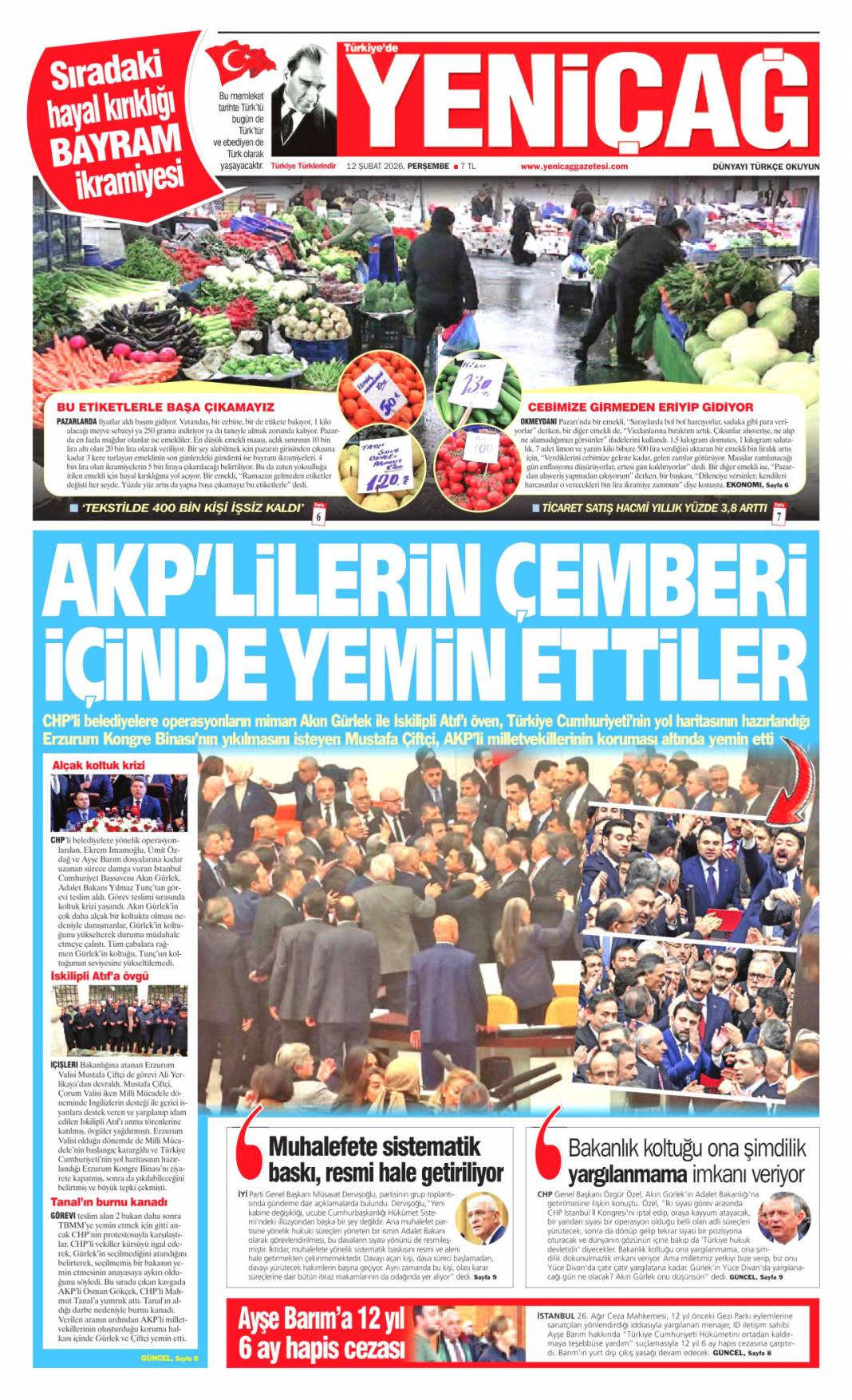 İşte böyle yemin ettiler: 12 Şubat 2026 Perşembe güncel gazete manşetleri 24