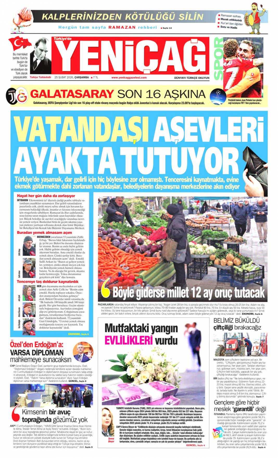 Rüşveti eksik verince sahneye çıkamadı: 25 Şubat 2026 Çarşamba güncel gazete manşetleri 25