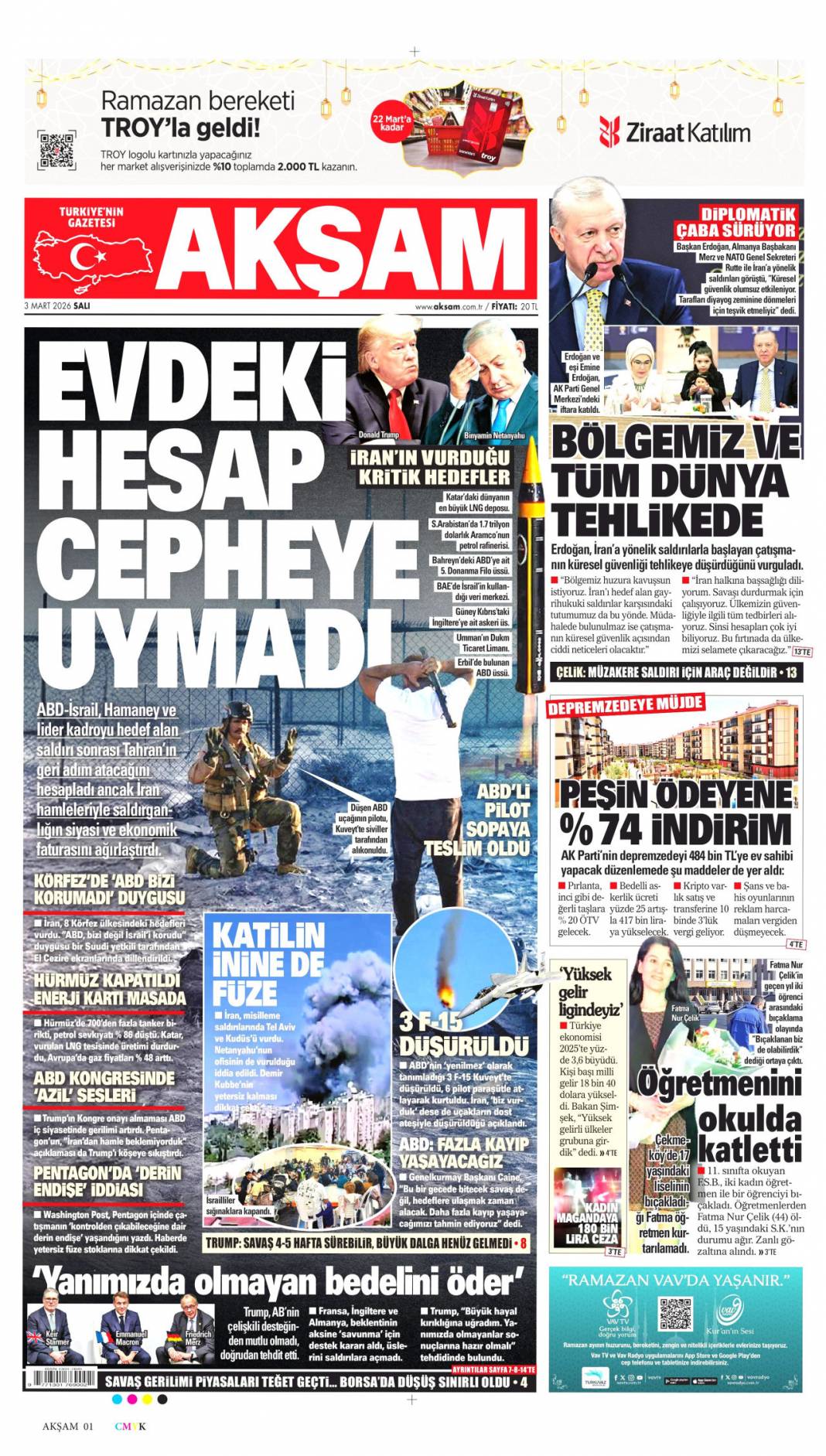 Siyonist ateş dünyayı yakacak: 3 Mart 2026 Salı güncel gazete manşetleri 7