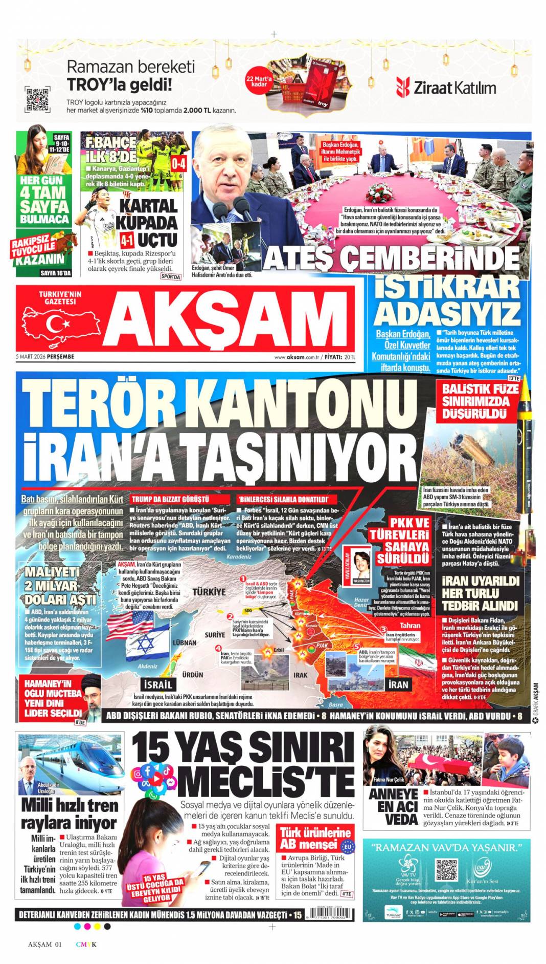 Siyonist canilerin savaş tuzağı: 5 Mart 2026 Perşembe güncel gazete manşetleri 6