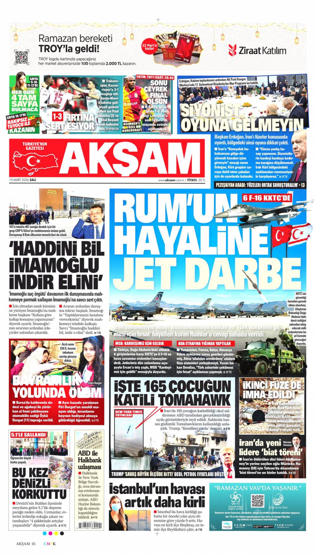 İran sokakta İsrail sığınakta: 10 Mart 2026 Salı güncel gazete manşetleri 6