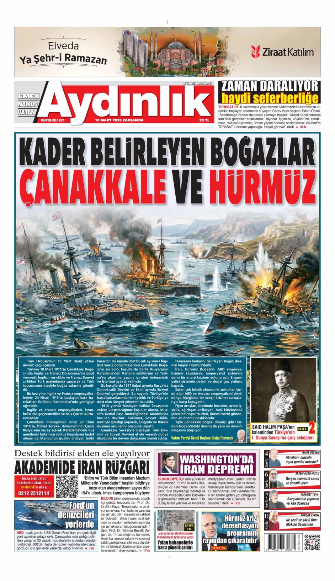 Dünyaya küstü: 18 Mart 2026 Çarşamba güncel gazete manşetleri 7