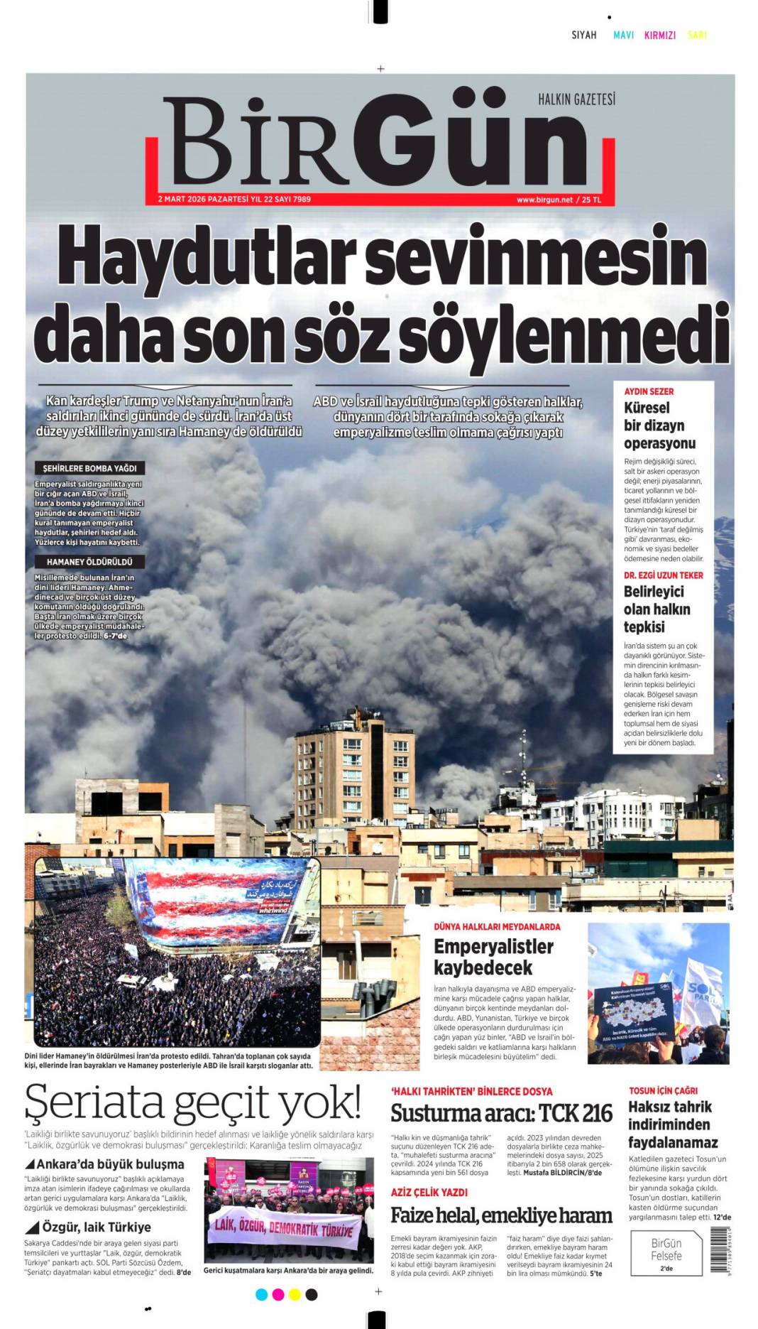 Ortadoğu'da ateş çemberi büyüyor: 2 Mart 2026 Pazartesi güncel gazete manşetleri 12