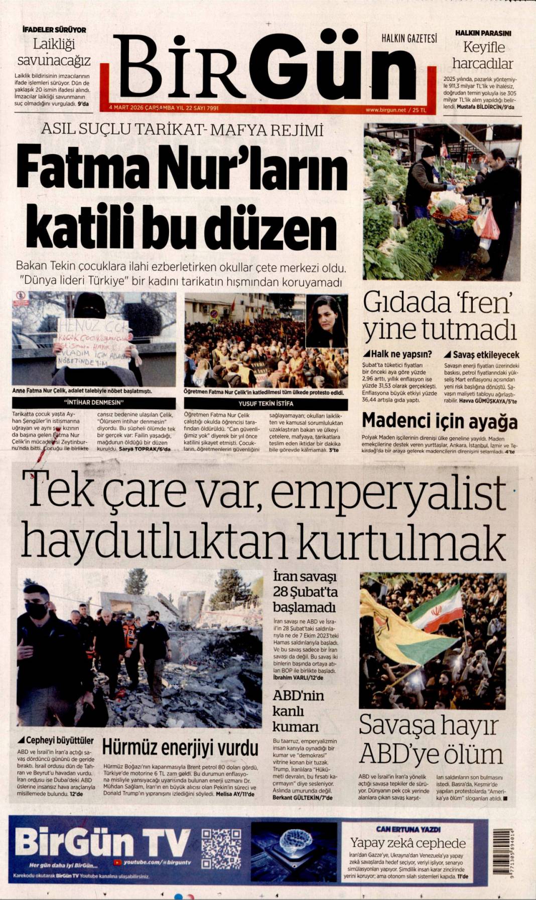 165 çocuğun katilisiniz: 4 Mart 2026 Çarşamba güncel gazete manşetleri 24