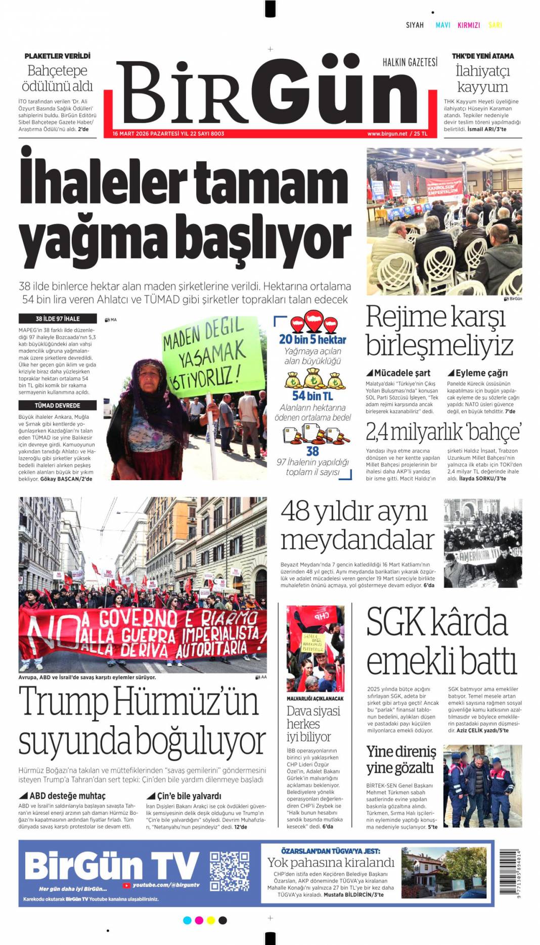 İsrail nükleer silah kullanabilir: 16 Mart 2026 Pazartesi güncel gazete manşetleri 9