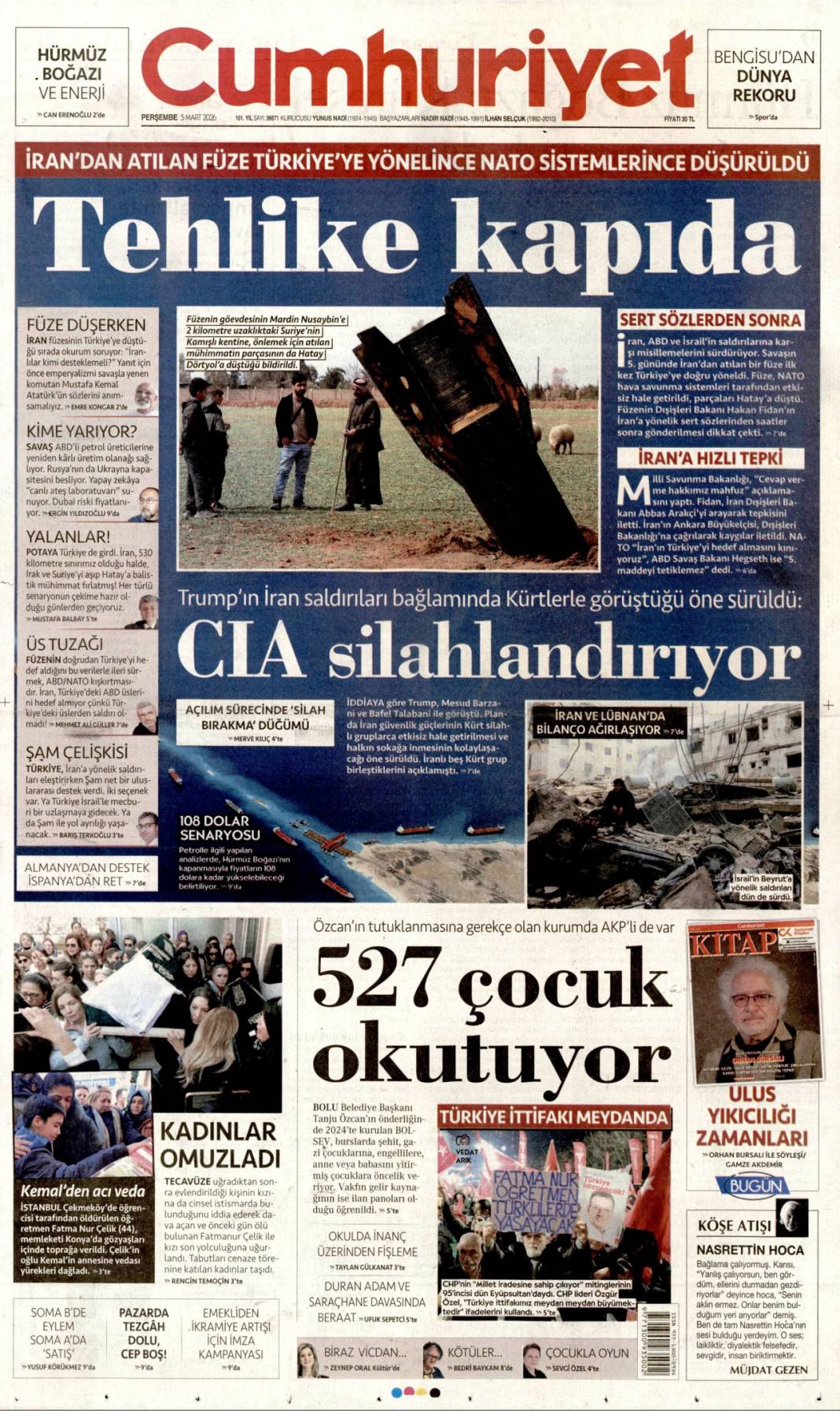 Siyonist canilerin savaş tuzağı: 5 Mart 2026 Perşembe güncel gazete manşetleri 3
