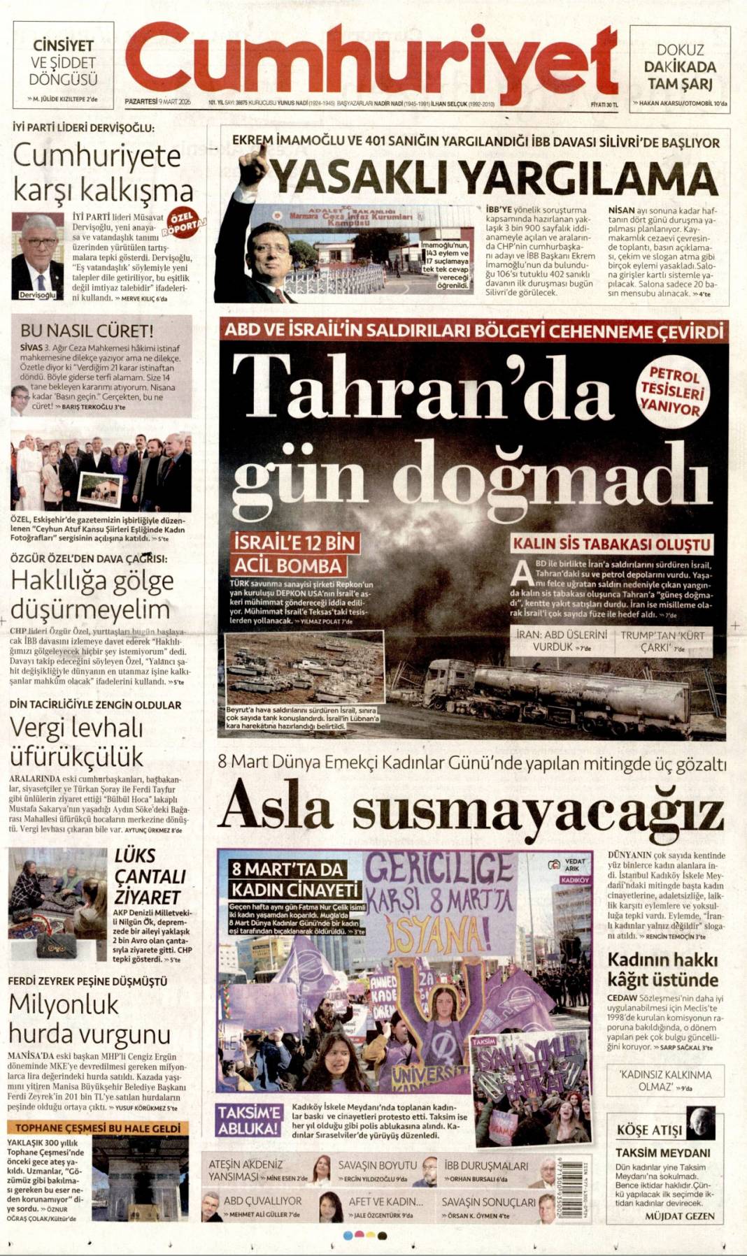 Petrol için dünyayı ateşe attılar: 9 Mart 2026 Pazartesi güncel gazete manşetleri 6