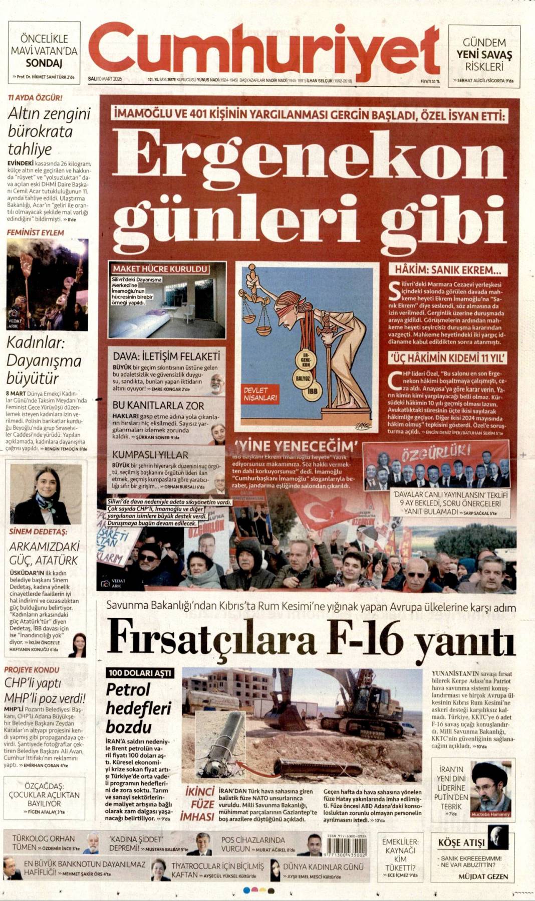 İran sokakta İsrail sığınakta: 10 Mart 2026 Salı güncel gazete manşetleri 2