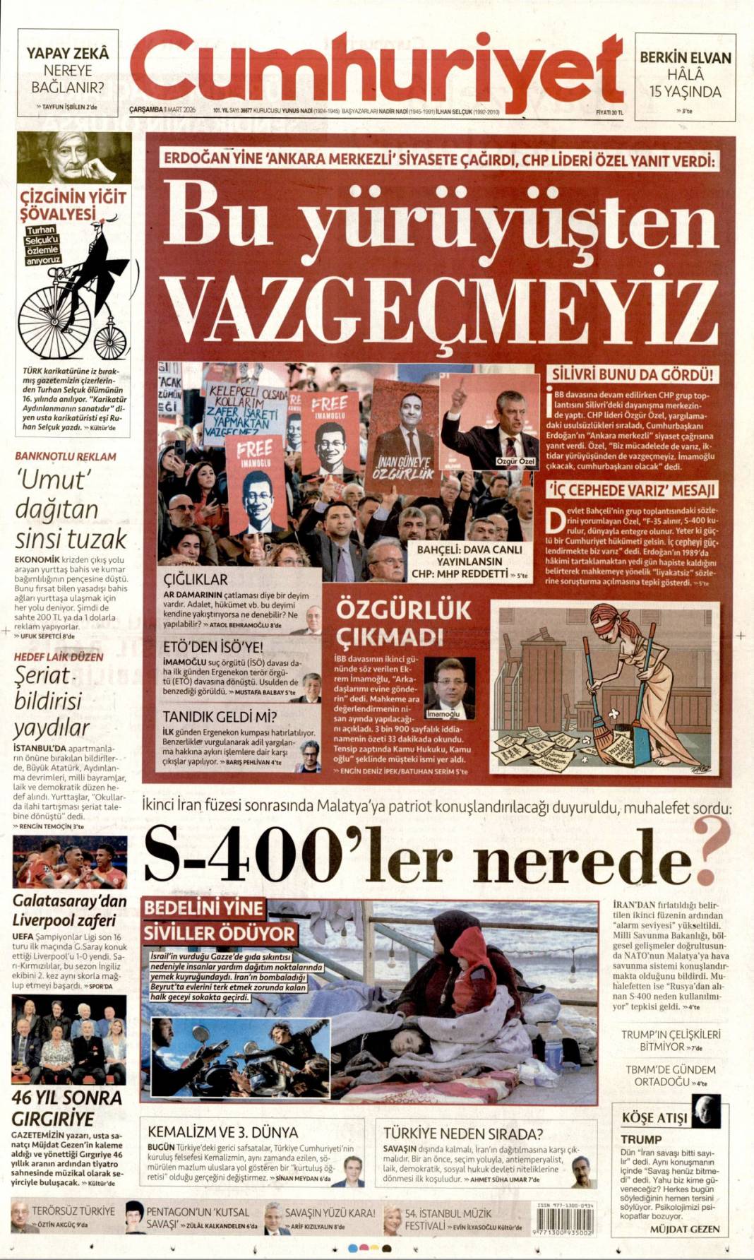 Çocuk katliamına ahlaksız savunma: 11 Mart 2026 Çarşamba güncel gazete manşetleri 3