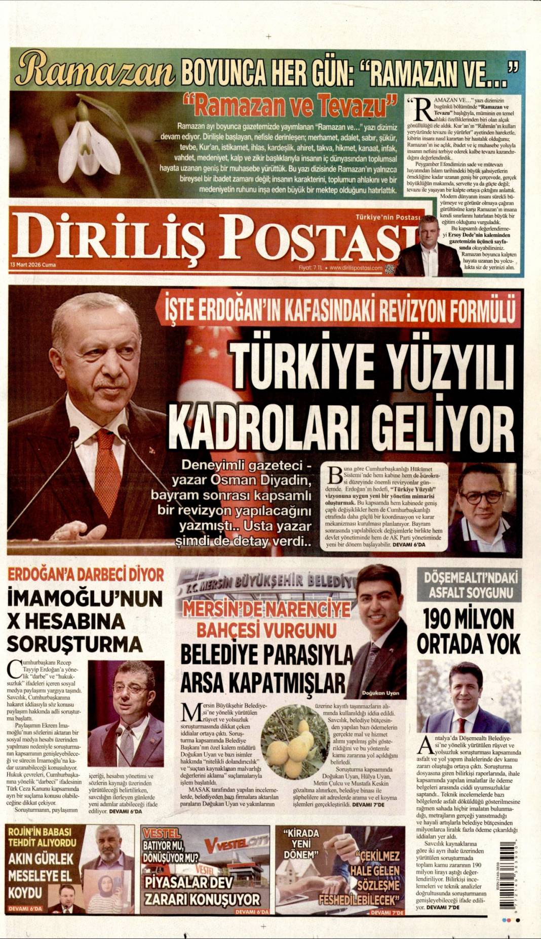 Vahşet sürüyor, dram büyüyor: 13 Mart 2026 Cuma güncel gazete manşetleri... 8
