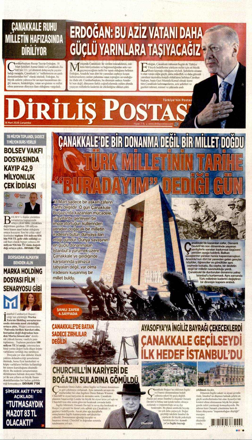 Dünyaya küstü: 18 Mart 2026 Çarşamba güncel gazete manşetleri 11