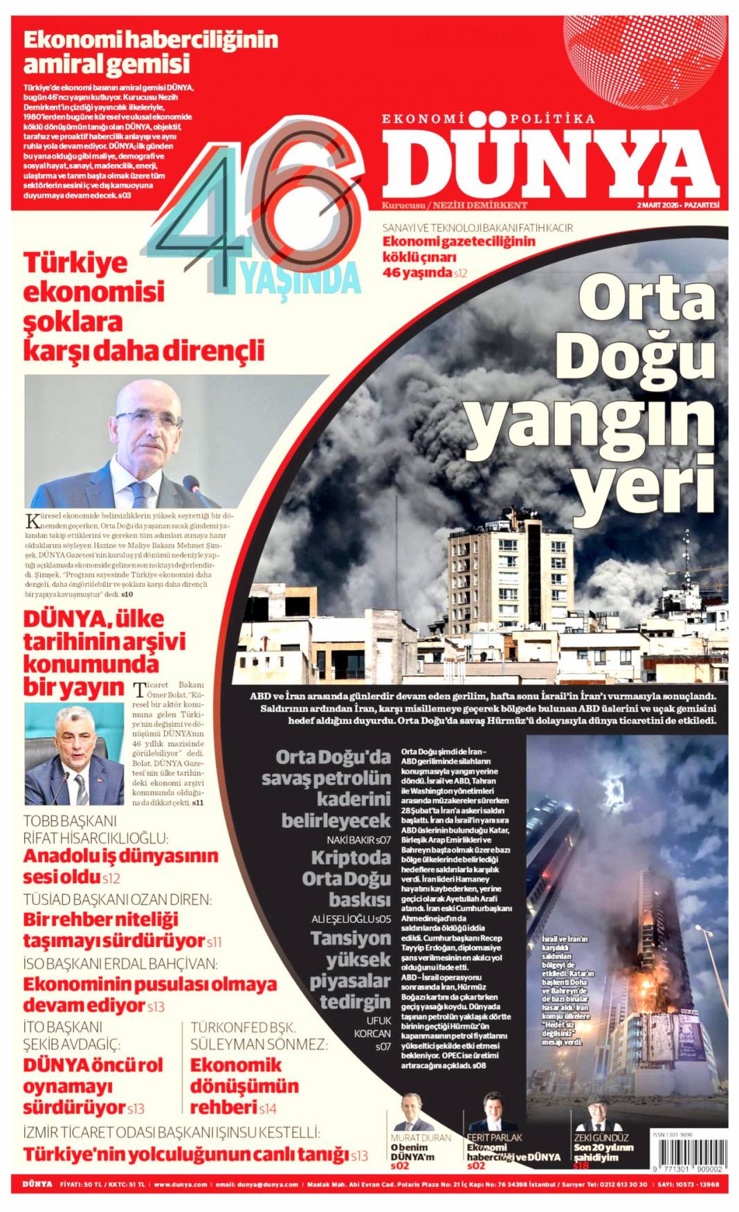 Ortadoğu'da ateş çemberi büyüyor: 2 Mart 2026 Pazartesi güncel gazete manşetleri 14