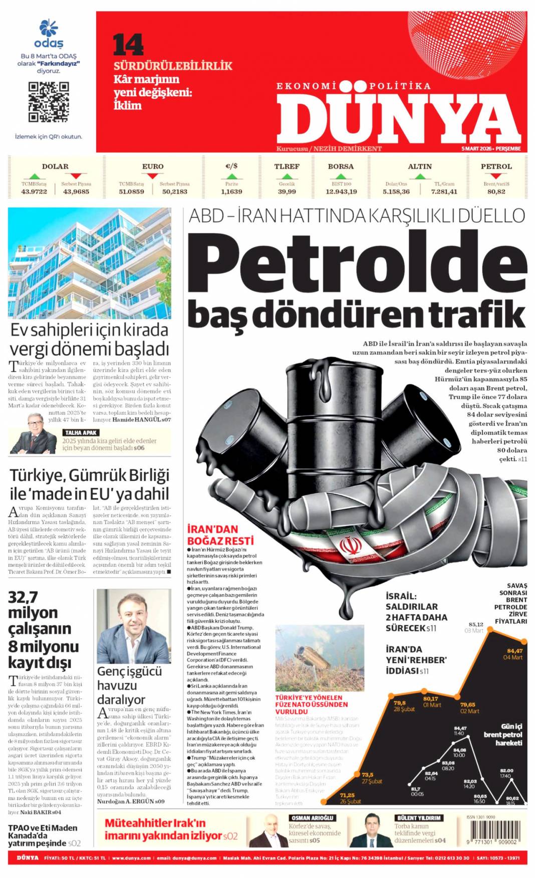 Siyonist canilerin savaş tuzağı: 5 Mart 2026 Perşembe güncel gazete manşetleri 8