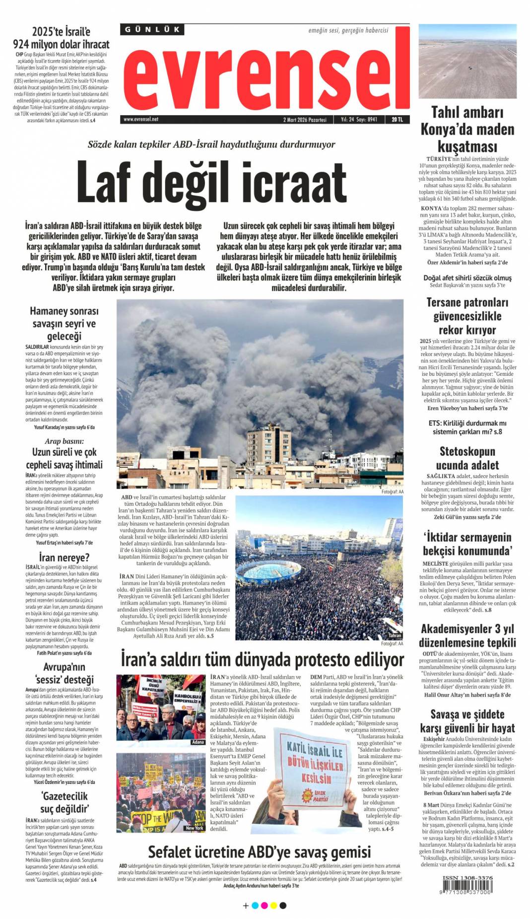 Ortadoğu'da ateş çemberi büyüyor: 2 Mart 2026 Pazartesi güncel gazete manşetleri 15