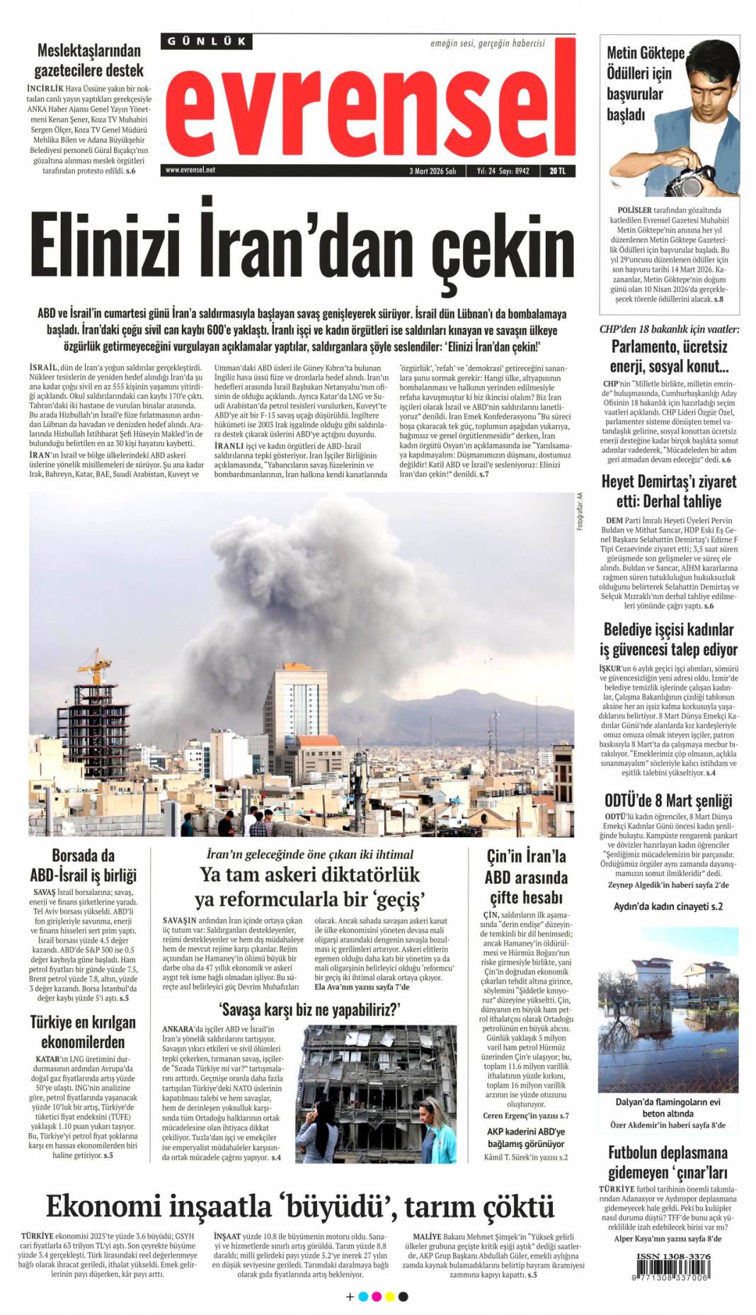 Siyonist ateş dünyayı yakacak: 3 Mart 2026 Salı güncel gazete manşetleri 15