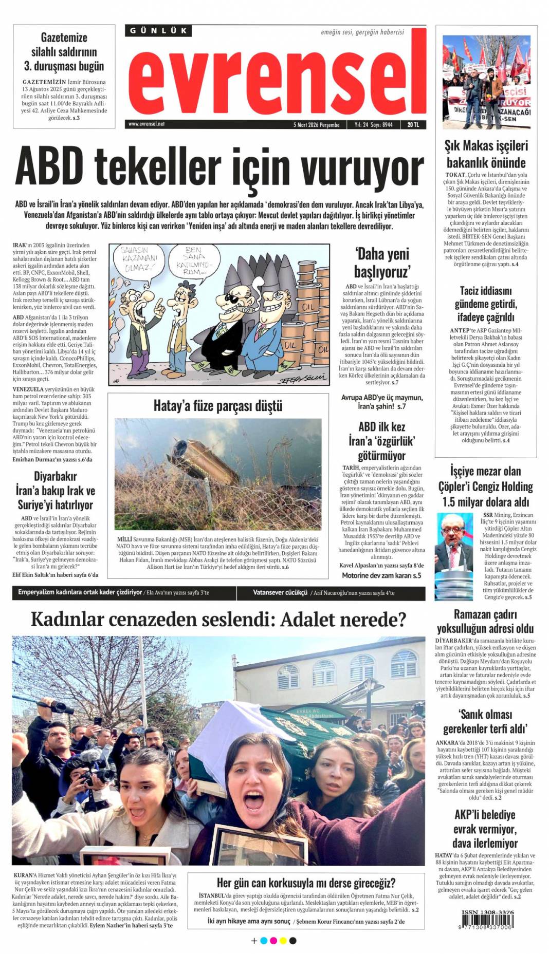 Siyonist canilerin savaş tuzağı: 5 Mart 2026 Perşembe güncel gazete manşetleri 10