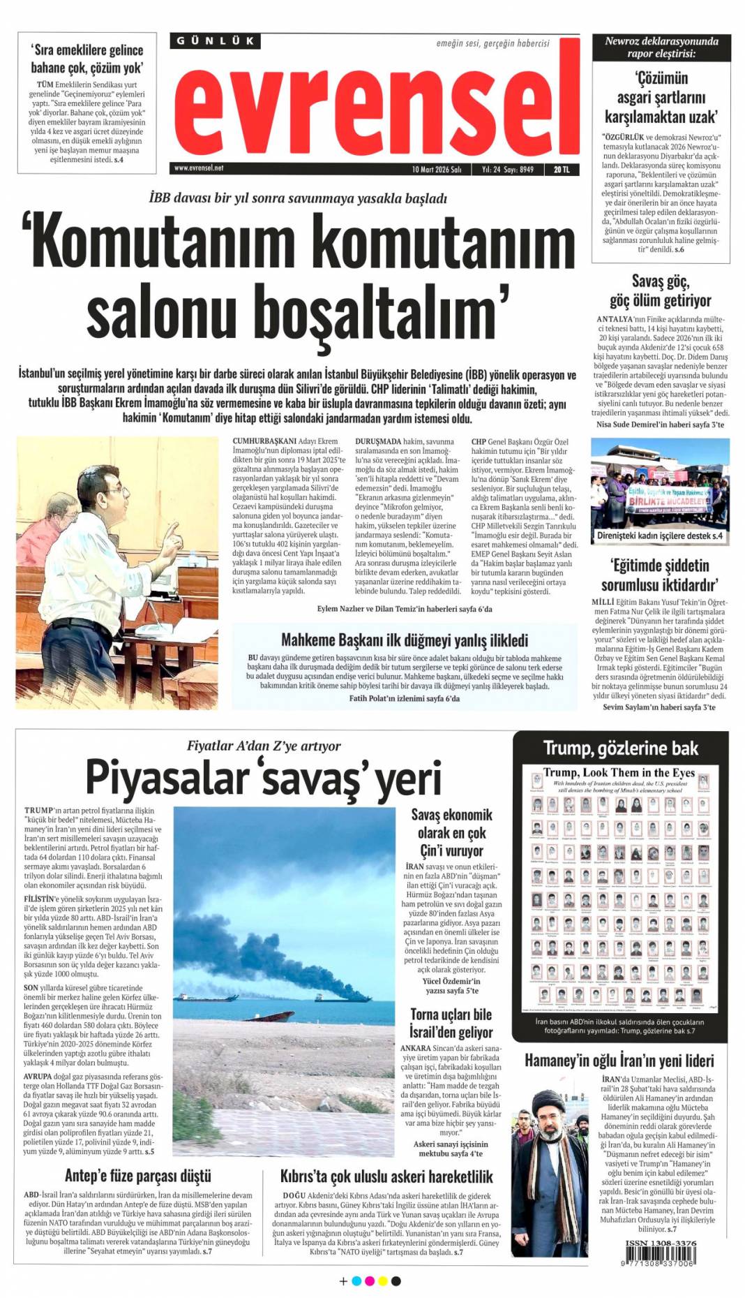 İran sokakta İsrail sığınakta: 10 Mart 2026 Salı güncel gazete manşetleri 14