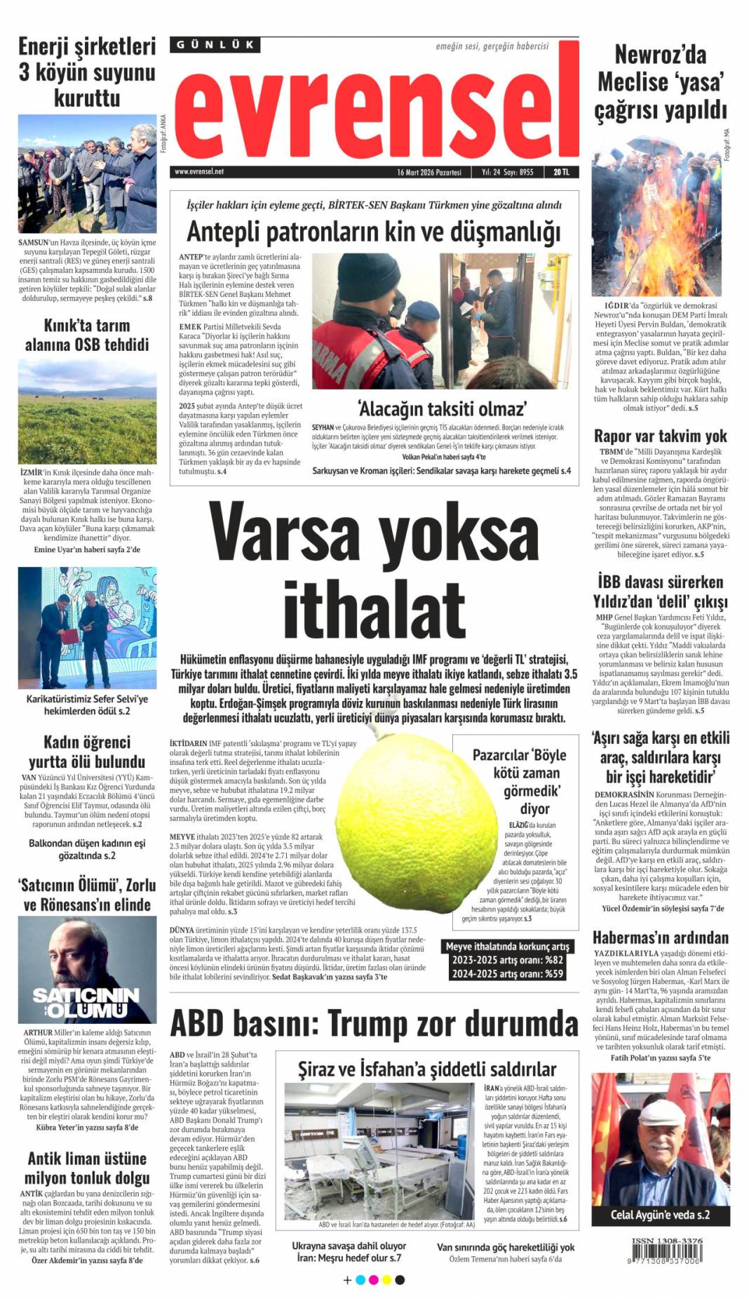 İsrail nükleer silah kullanabilir: 16 Mart 2026 Pazartesi güncel gazete manşetleri 12