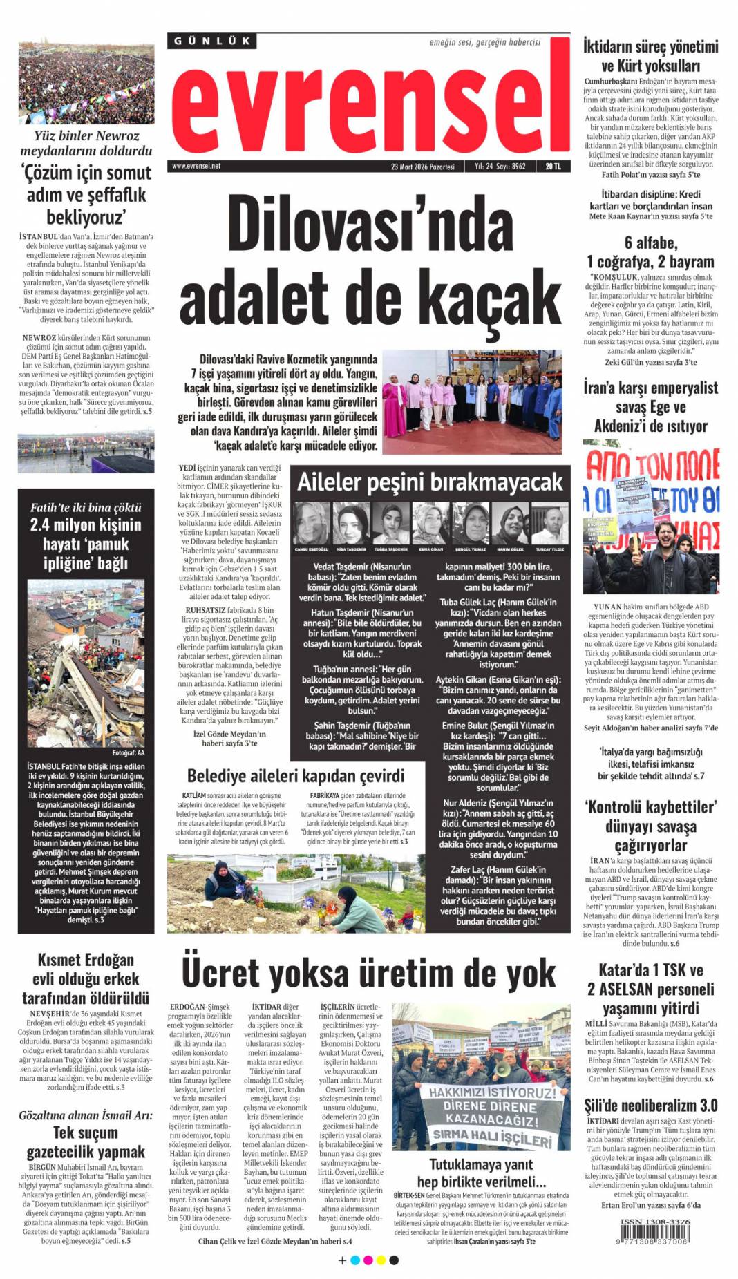 Siyonist İsrail'de büyük yıkım: 23 Mart 2026 Pazartesi güncel gazete manşetleri 14