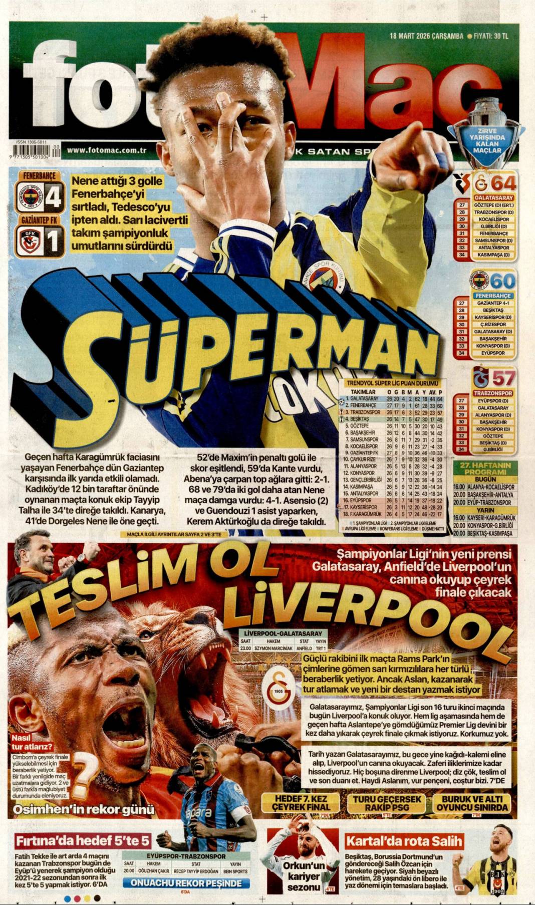 Dünyaya küstü: 18 Mart 2026 Çarşamba güncel gazete manşetleri 26