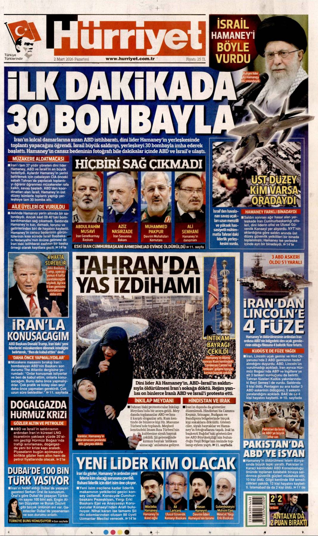 Ortadoğu'da ateş çemberi büyüyor: 2 Mart 2026 Pazartesi güncel gazete manşetleri 2