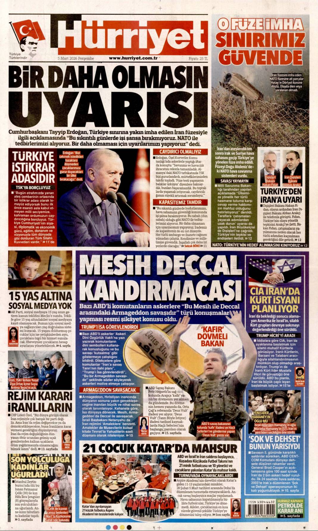 Siyonist canilerin savaş tuzağı: 5 Mart 2026 Perşembe güncel gazete manşetleri 2