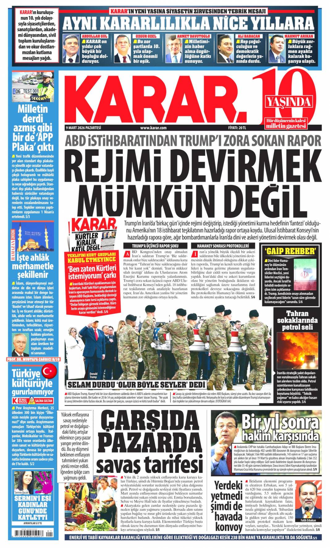 Petrol için dünyayı ateşe attılar: 9 Mart 2026 Pazartesi güncel gazete manşetleri 10