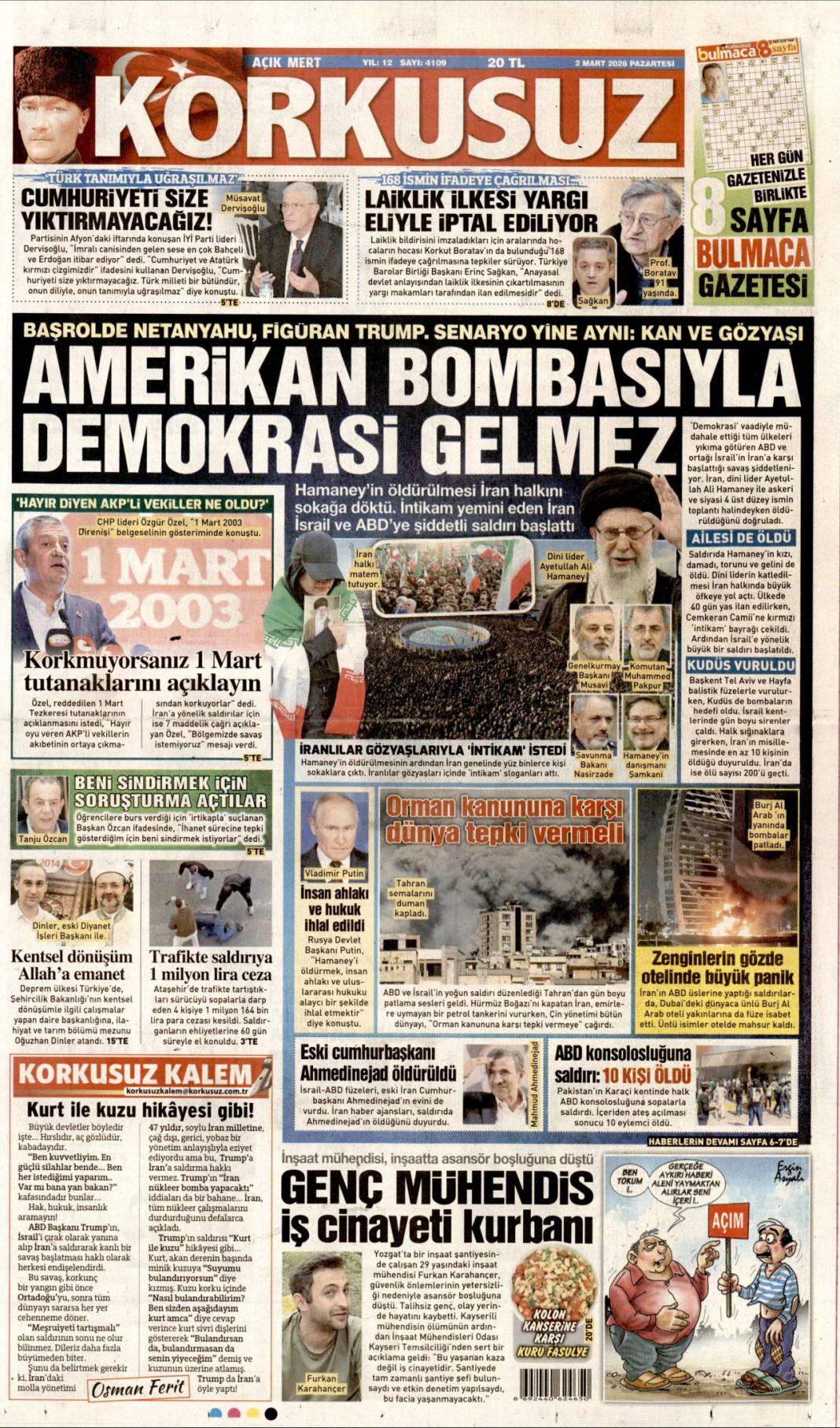 Ortadoğu'da ateş çemberi büyüyor: 2 Mart 2026 Pazartesi güncel gazete manşetleri 17