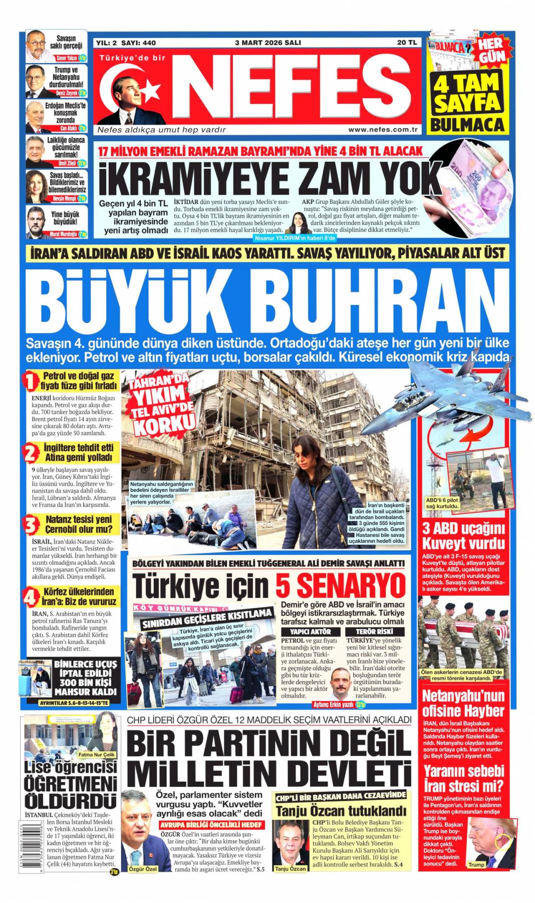 Siyonist ateş dünyayı yakacak: 3 Mart 2026 Salı güncel gazete manşetleri 20