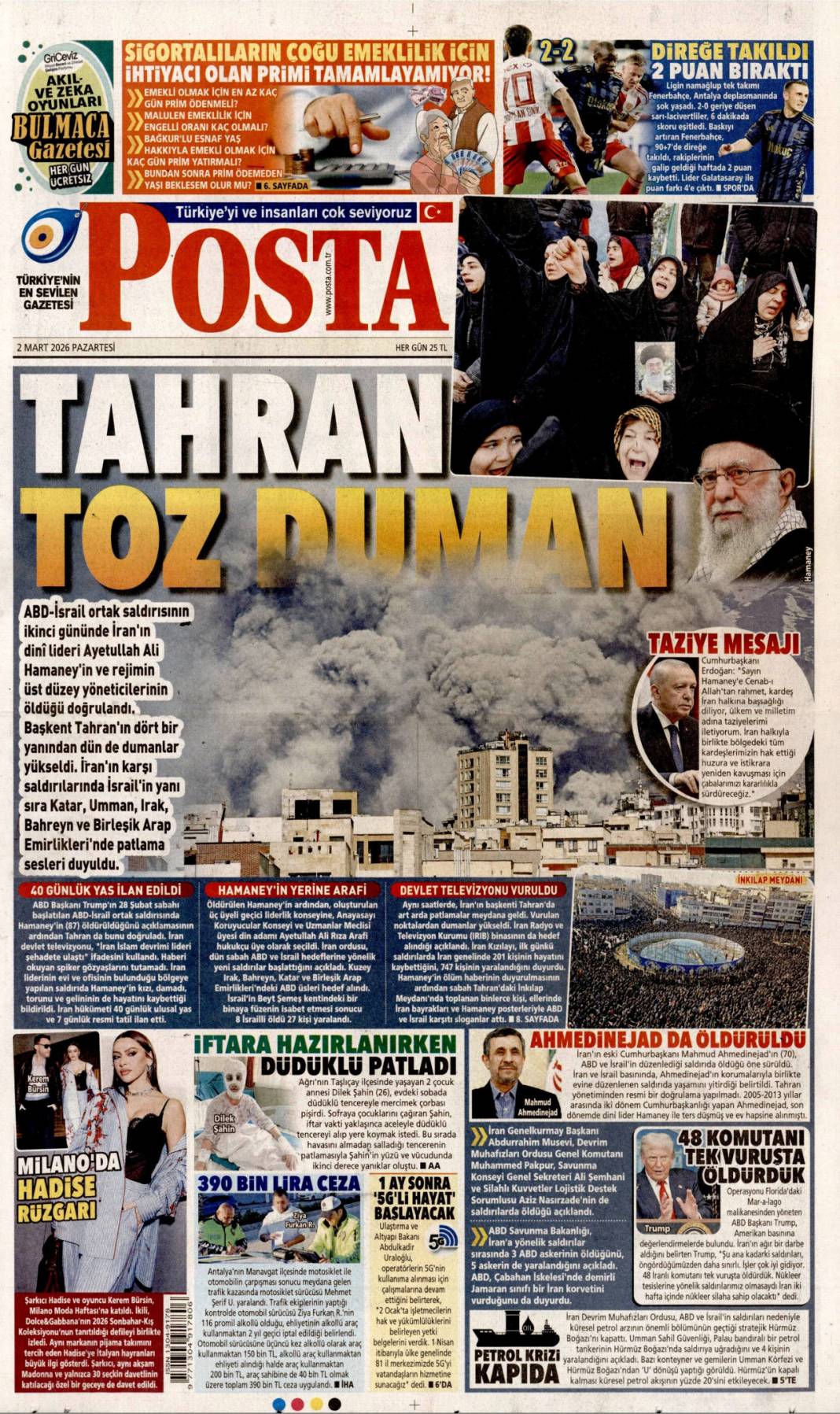 Ortadoğu'da ateş çemberi büyüyor: 2 Mart 2026 Pazartesi güncel gazete manşetleri 8