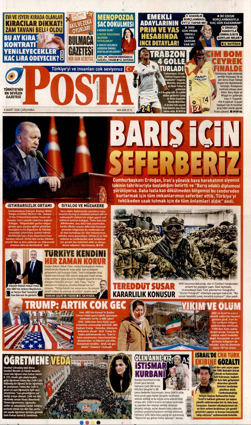 165 çocuğun katilisiniz: 4 Mart 2026 Çarşamba güncel gazete manşetleri 6