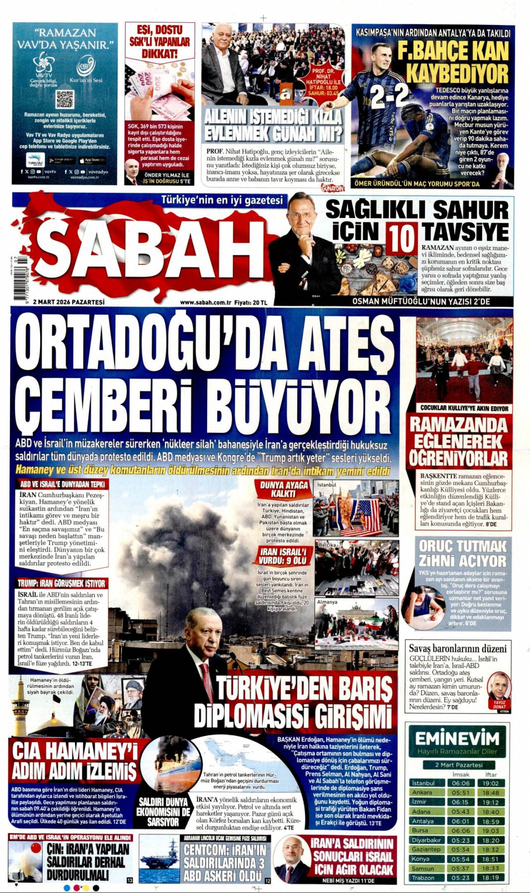 Ortadoğu'da ateş çemberi büyüyor: 2 Mart 2026 Pazartesi güncel gazete manşetleri 1