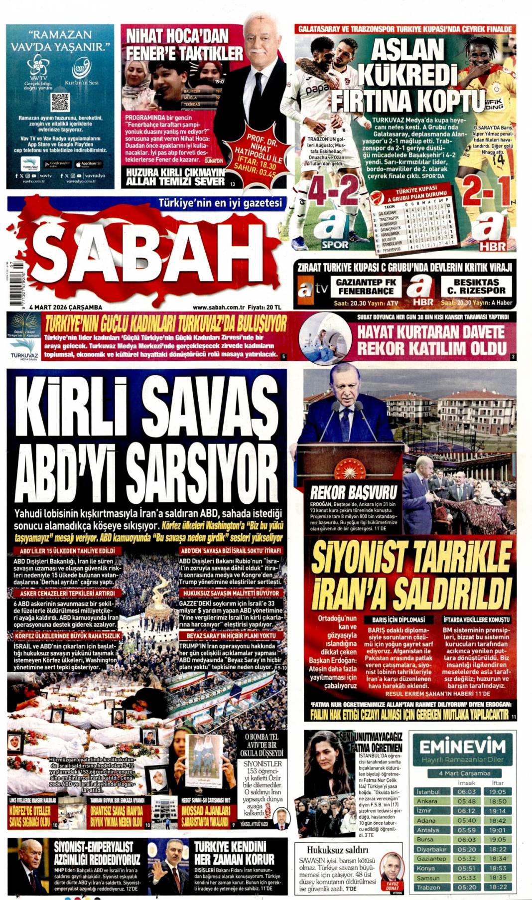 165 çocuğun katilisiniz: 4 Mart 2026 Çarşamba güncel gazete manşetleri 2