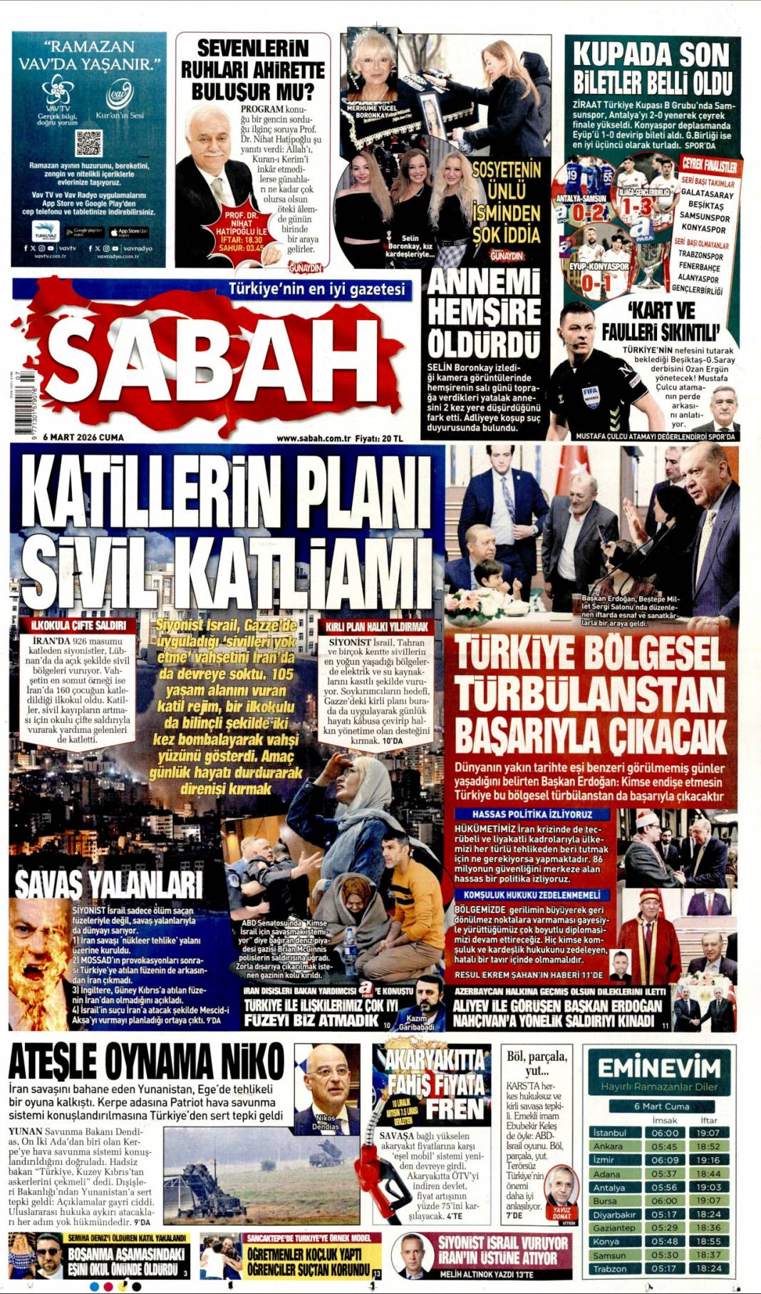 Katillerin planı sivil katliam: 6 Mart 2026 Cuma güncel gazete manşetleri 1