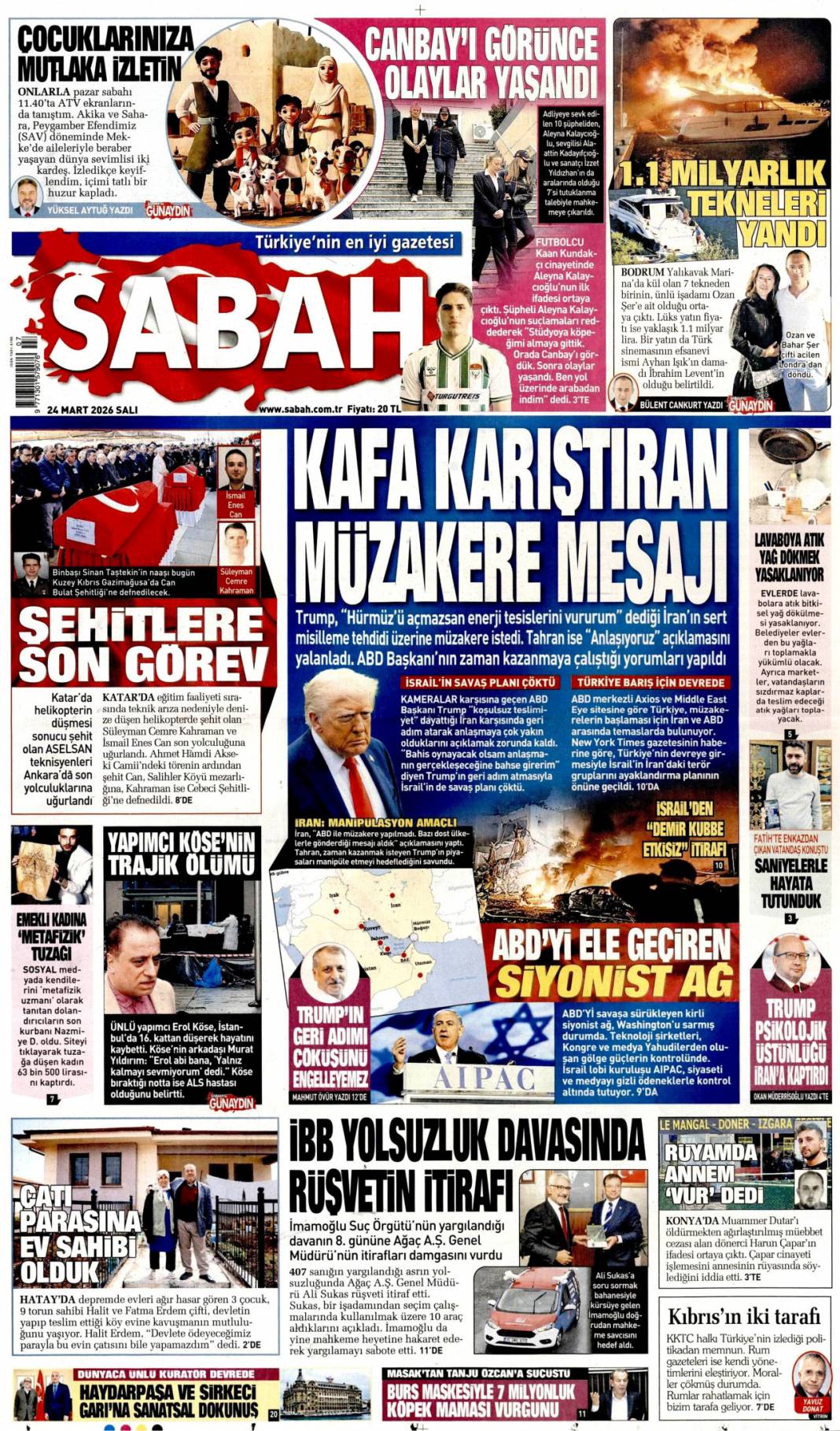 Kafa karıştıran müzakere mesajı: 24 Mart 2026 Salı güncel gazete manşetleri 1