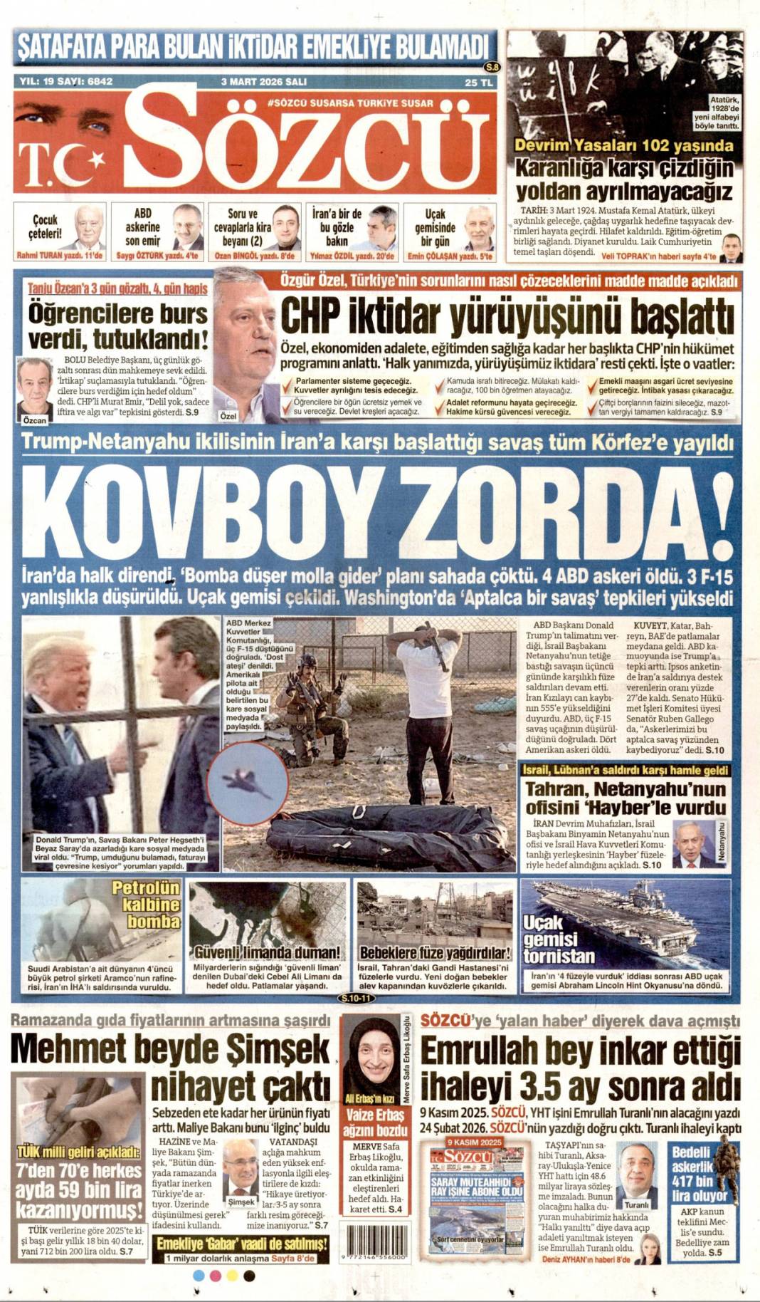 Siyonist ateş dünyayı yakacak: 3 Mart 2026 Salı güncel gazete manşetleri 21