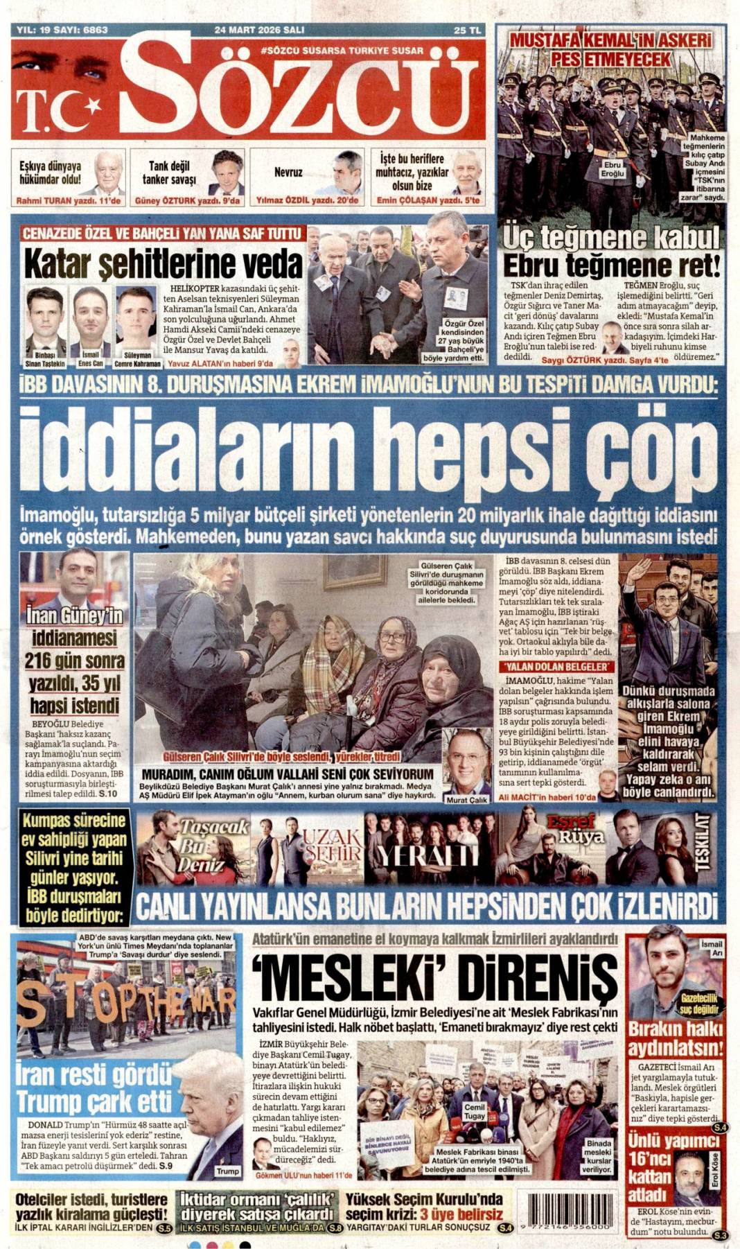 Kafa karıştıran müzakere mesajı: 24 Mart 2026 Salı güncel gazete manşetleri 9