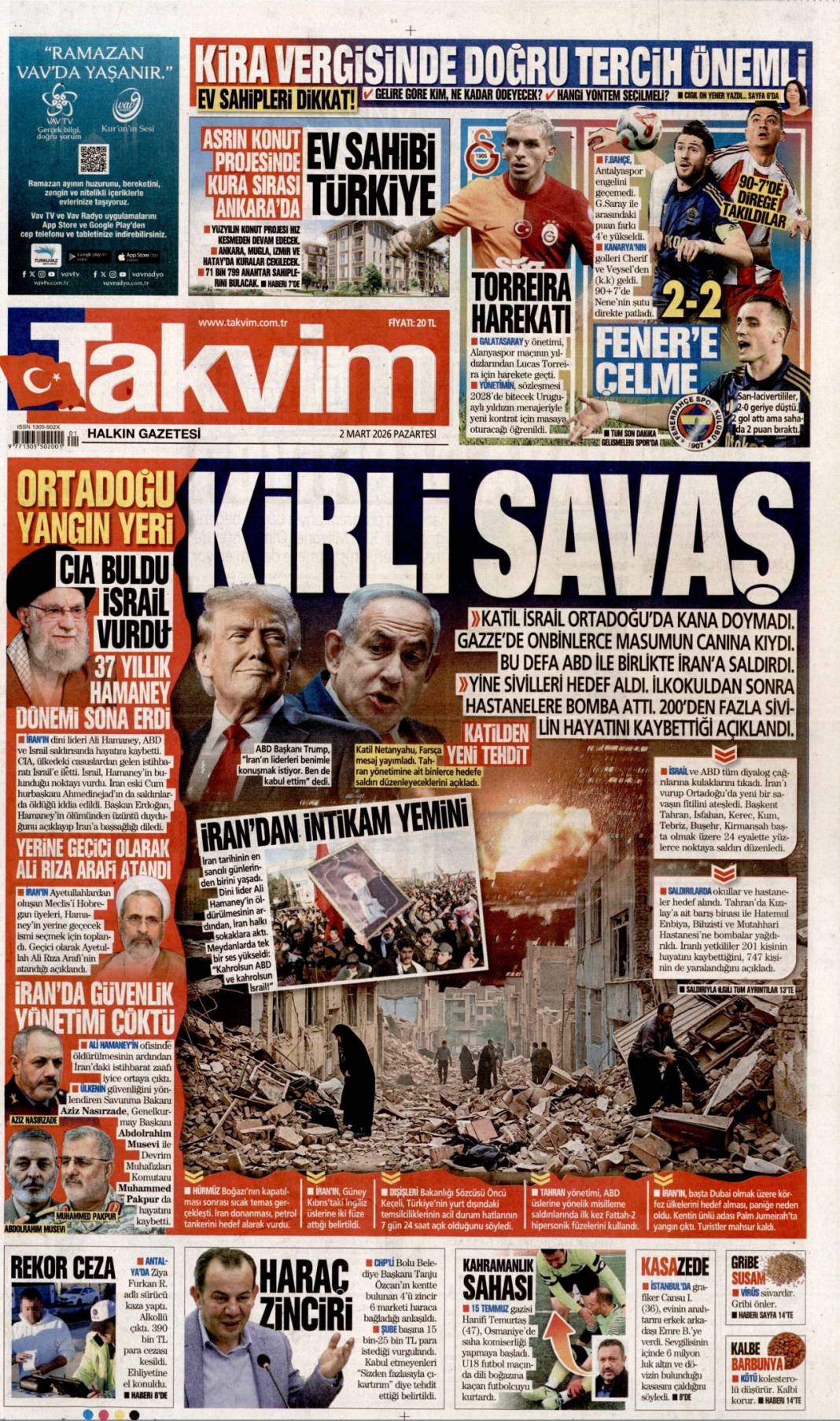 Ortadoğu'da ateş çemberi büyüyor: 2 Mart 2026 Pazartesi güncel gazete manşetleri 7