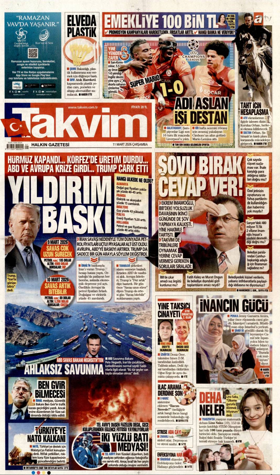 Çocuk katliamına ahlaksız savunma: 11 Mart 2026 Çarşamba güncel gazete manşetleri 20