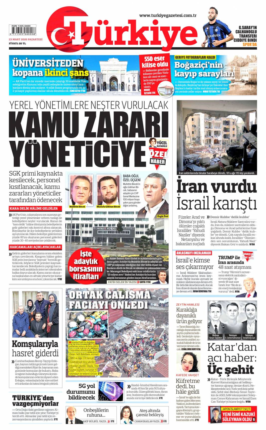 Siyonist İsrail'de büyük yıkım: 23 Mart 2026 Pazartesi güncel gazete manşetleri 4