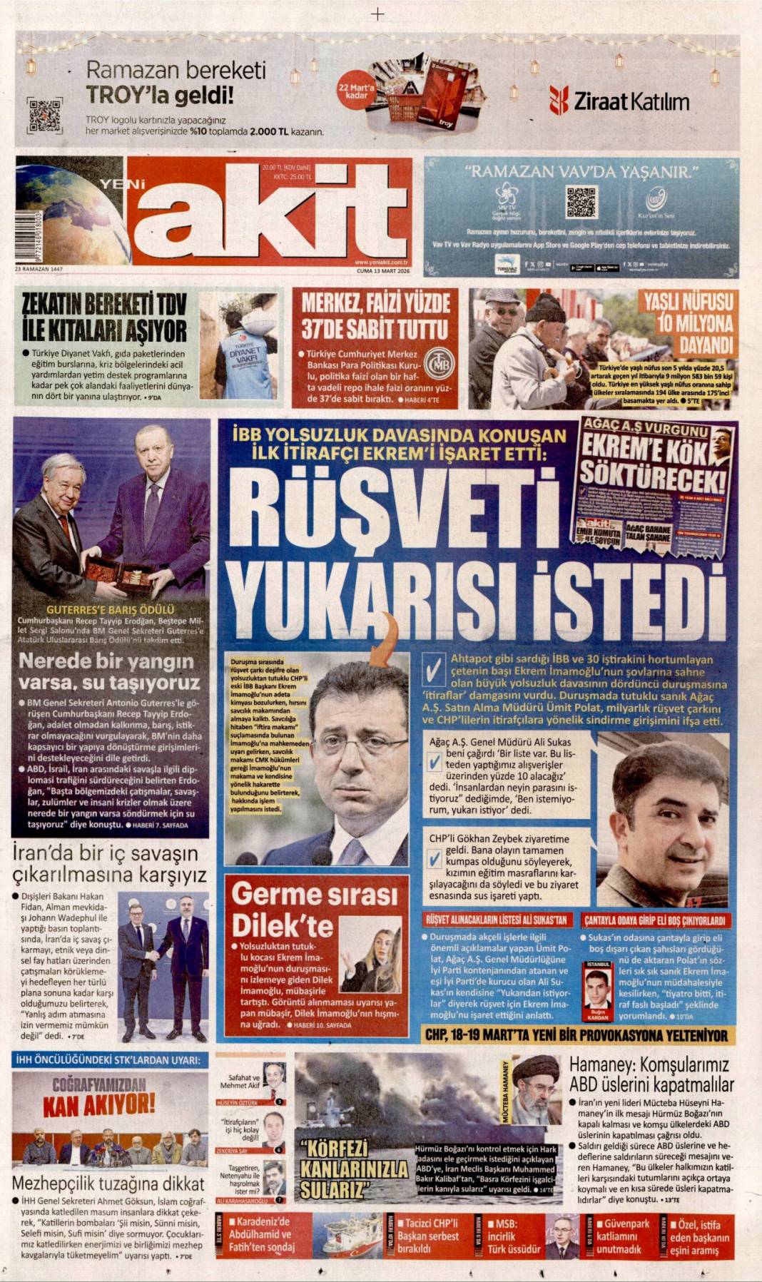 Vahşet sürüyor, dram büyüyor: 13 Mart 2026 Cuma güncel gazete manşetleri... 19