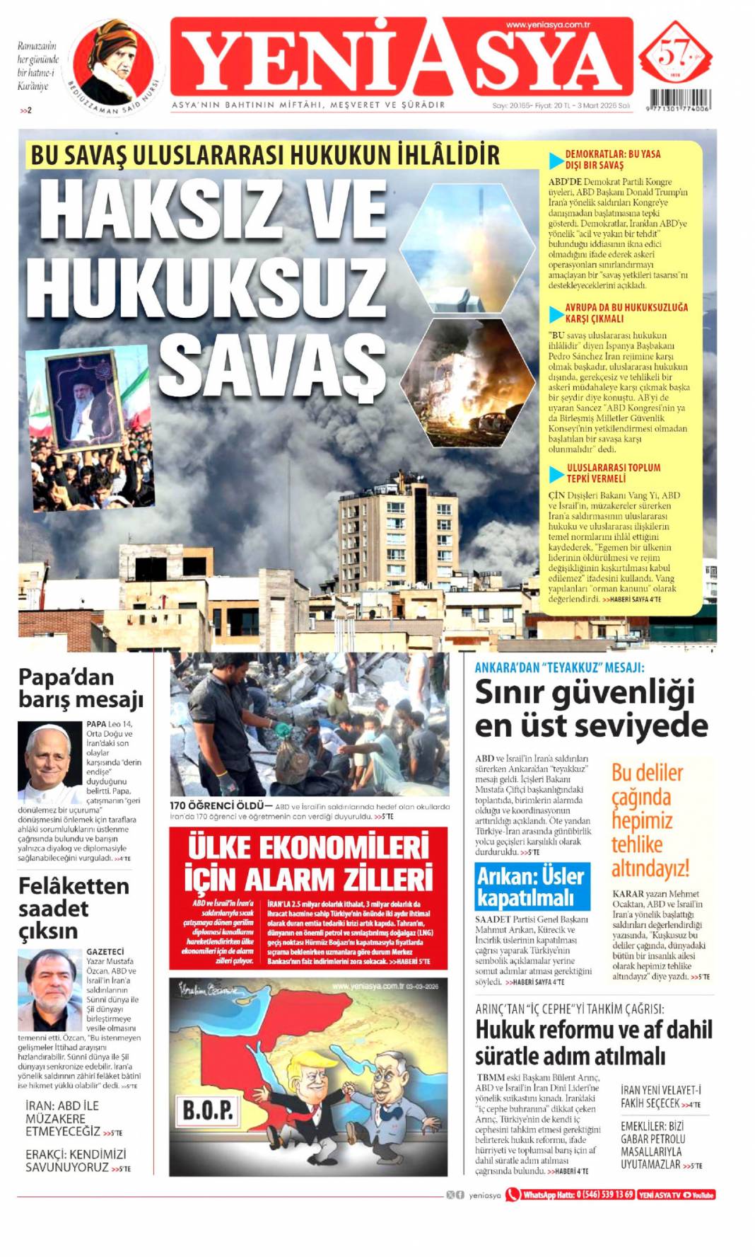 Siyonist ateş dünyayı yakacak: 3 Mart 2026 Salı güncel gazete manşetleri 23