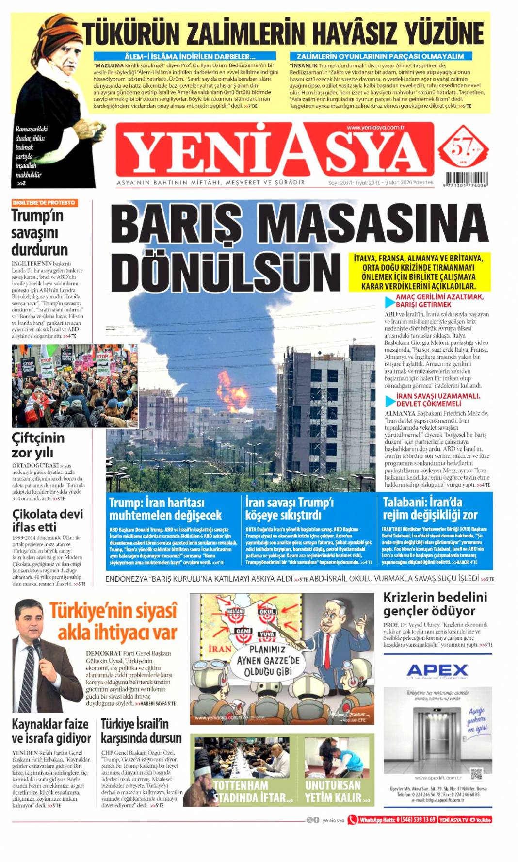 Petrol için dünyayı ateşe attılar: 9 Mart 2026 Pazartesi güncel gazete manşetleri 18