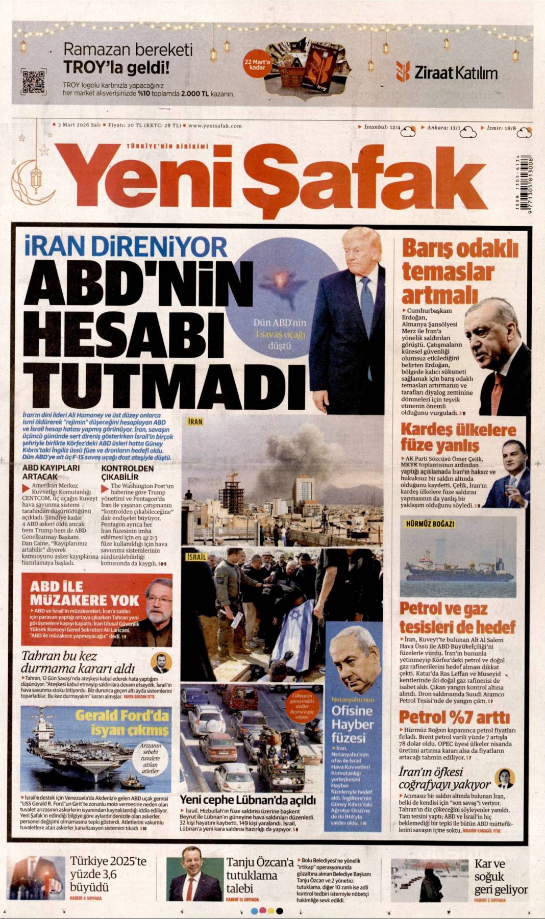 Siyonist ateş dünyayı yakacak: 3 Mart 2026 Salı güncel gazete manşetleri 9