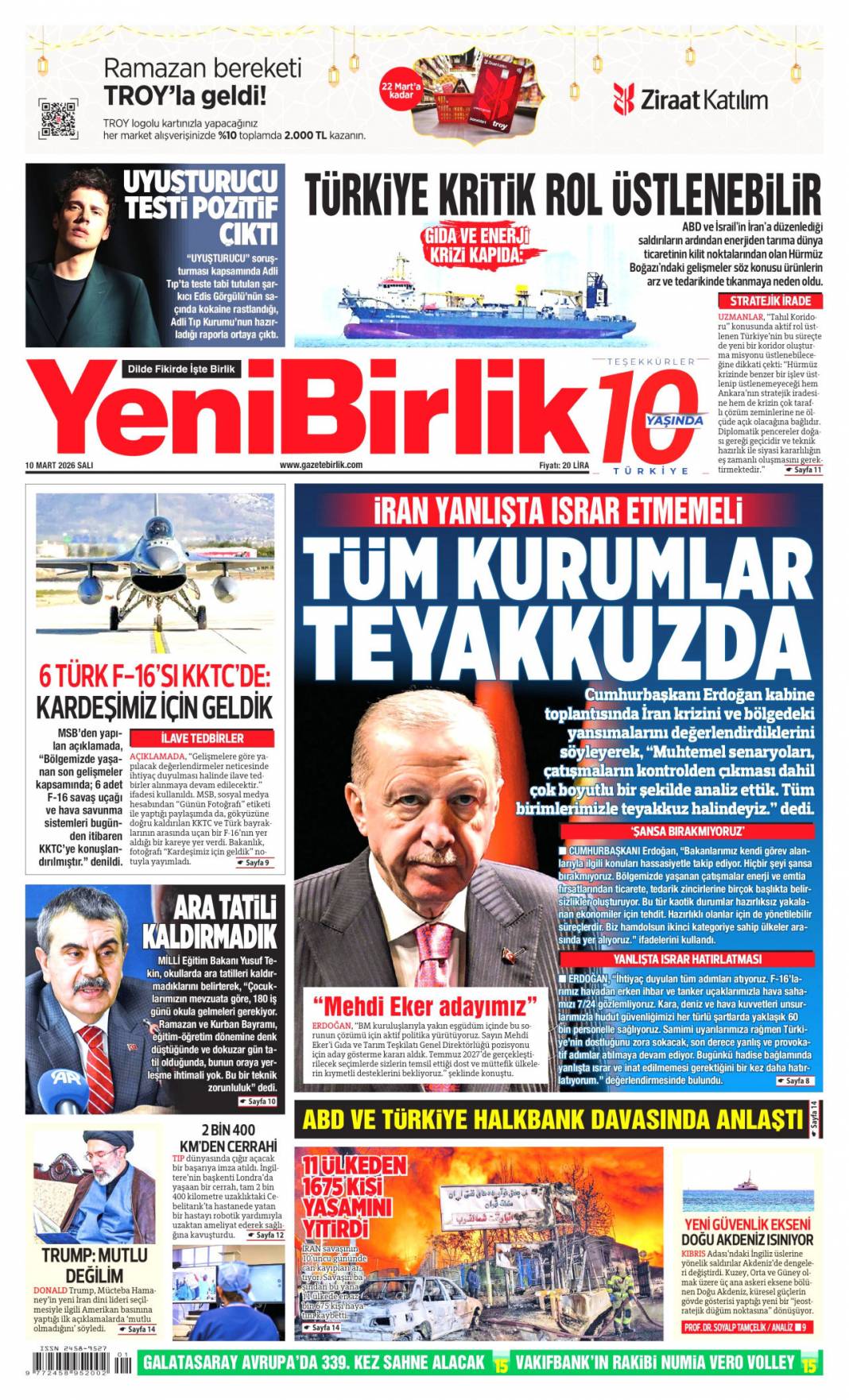 İran sokakta İsrail sığınakta: 10 Mart 2026 Salı güncel gazete manşetleri 23