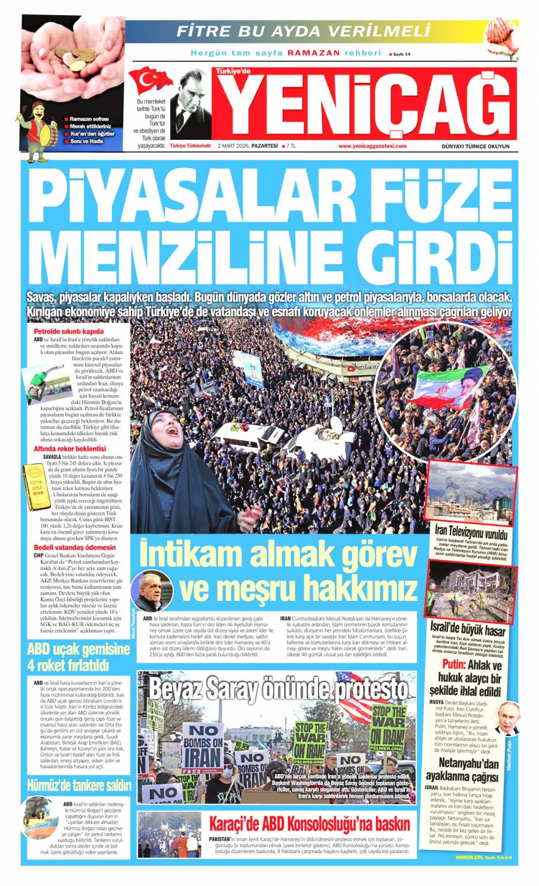 Ortadoğu'da ateş çemberi büyüyor: 2 Mart 2026 Pazartesi güncel gazete manşetleri 25