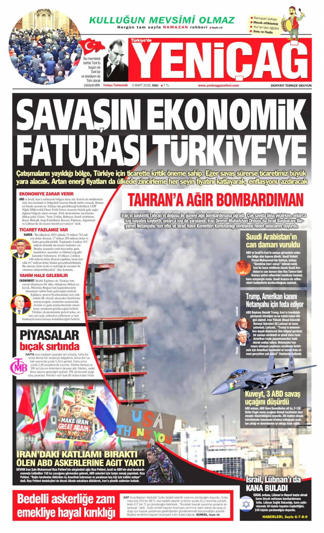 Siyonist ateş dünyayı yakacak: 3 Mart 2026 Salı güncel gazete manşetleri 25