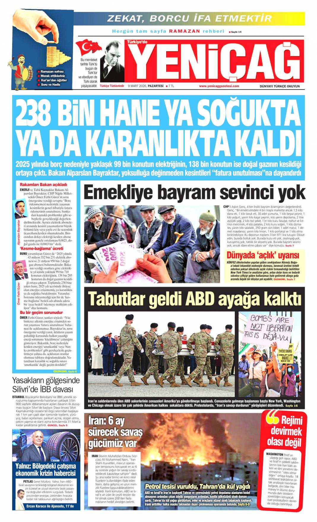 Petrol için dünyayı ateşe attılar: 9 Mart 2026 Pazartesi güncel gazete manşetleri 17