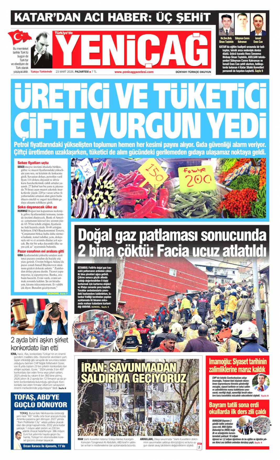 Siyonist İsrail'de büyük yıkım: 23 Mart 2026 Pazartesi güncel gazete manşetleri 26