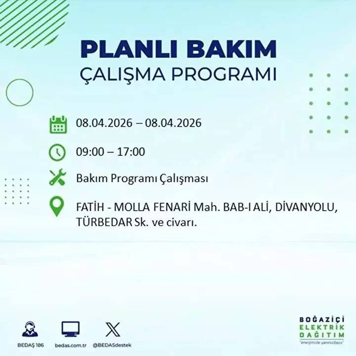 İstanbul'un 20 ilçesine elektirik verilmeyecek: İşte o ilçeler ve mahalleler... 18